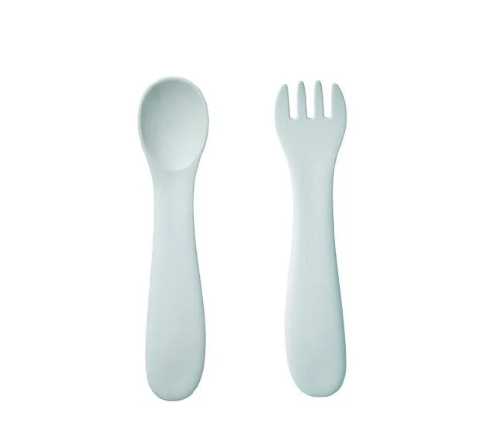 BONBO KIDS' SPOON & FORK - BLUE GREY