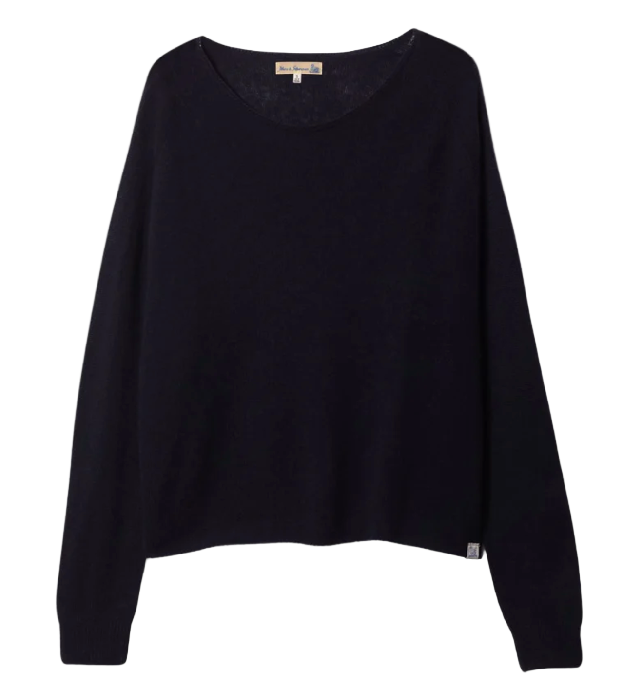 LIGHTWEIGHT MERINO WOOL-CASHMERE-SILK RAGLAN SWEATER - DARK NAVY