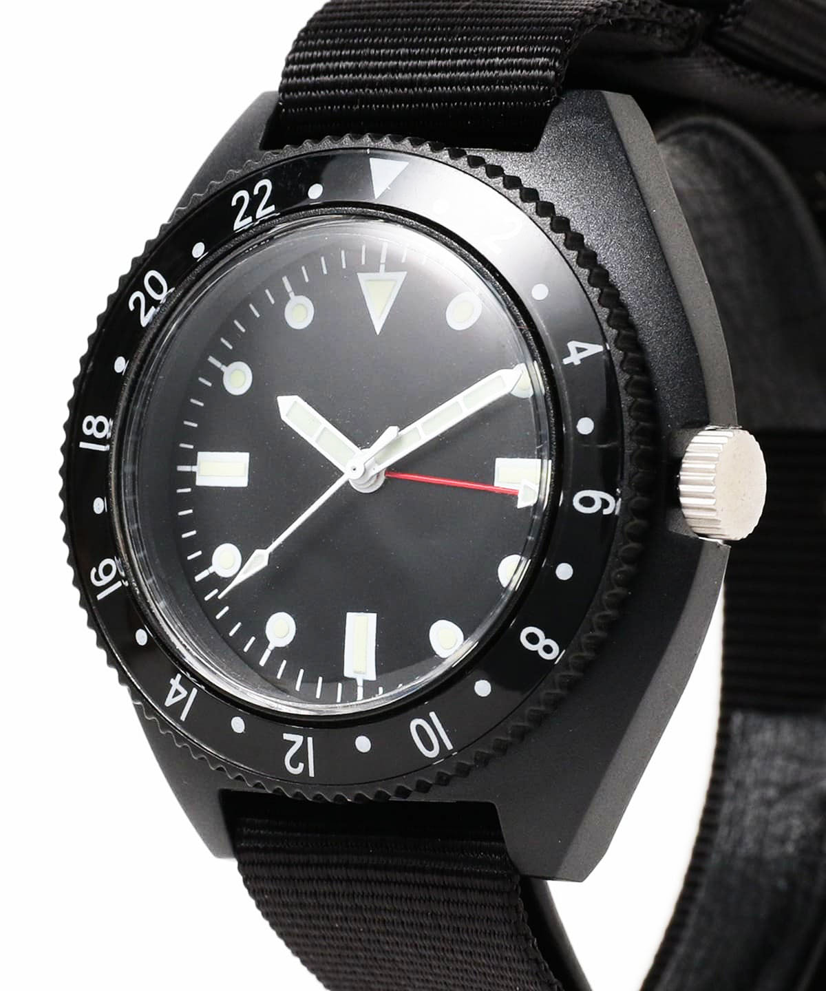 BEAMS PLUS×SCHOTT ミリタリウォッチ 自動巻き ブラック BEAMS PLUS MILITARY TRAVEL WATCH P24 - BLACK – Lennox & Harvey