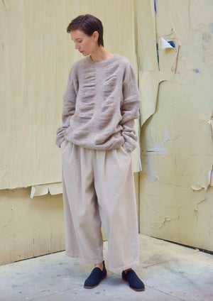 CORDUROY WIDE PANTS - IVORY