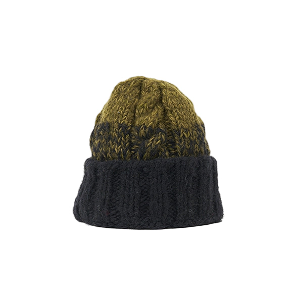 HAND KNIT FISHERMAN HAT - BLACK / MOSS