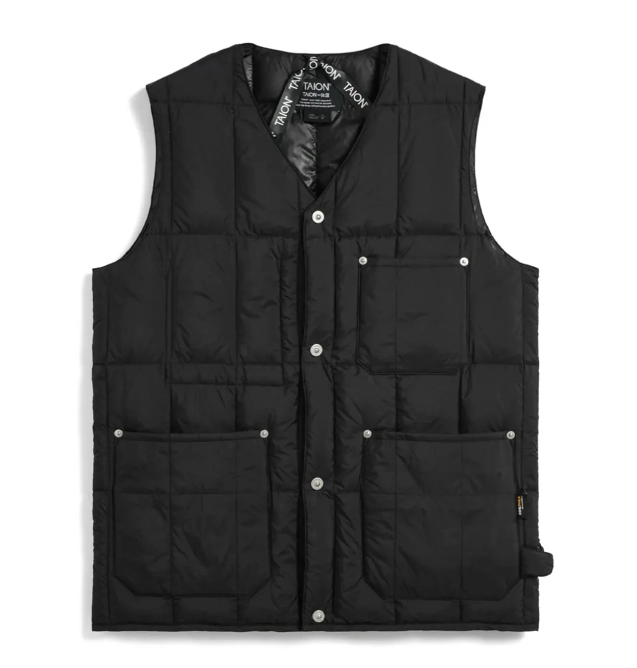 V-NECK BUTTON DOWN VEST - BLACK