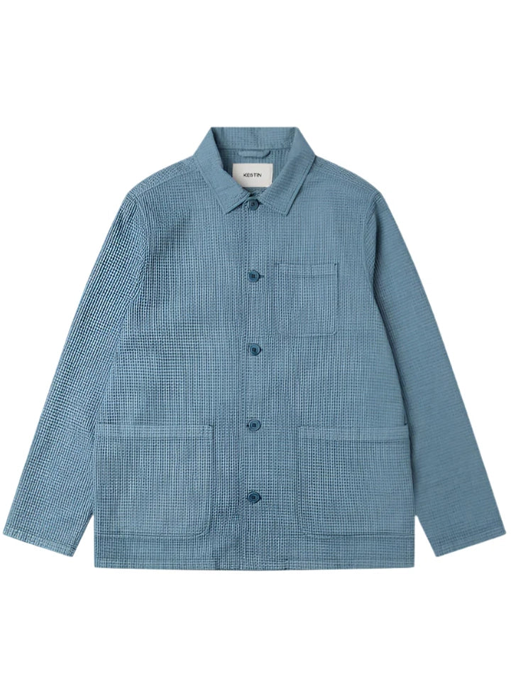 ORMISTON LINEN WAFFLE JACKET - DENIM BLUE