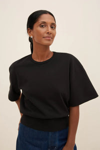 BOXY RIB TEE - BLACK