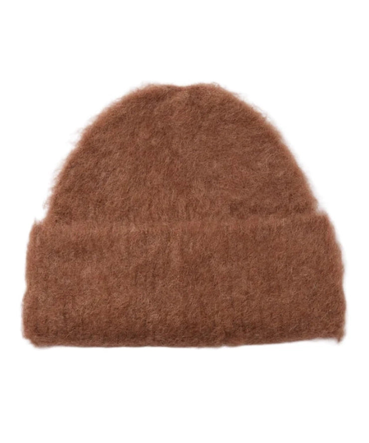 BRUSHED ALPACA BEANIE - BROWN