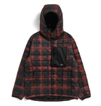 MOUNTAIN LIGHT DOWN HOODIE - BLACK / RED CHECK