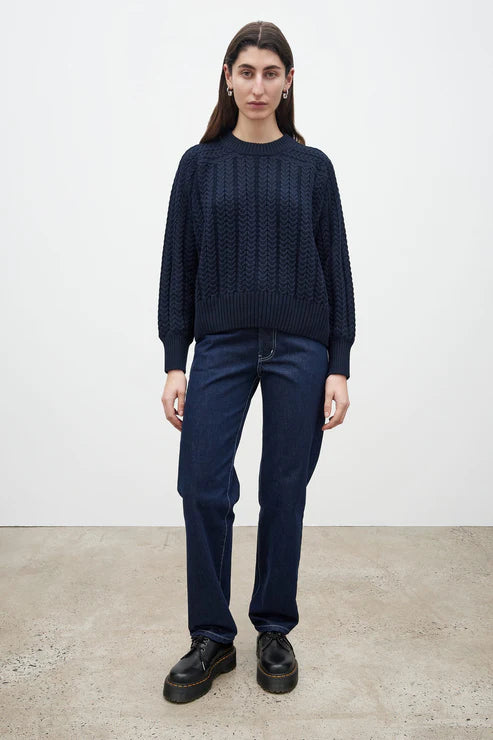 CABLE SWEATER - NAVY