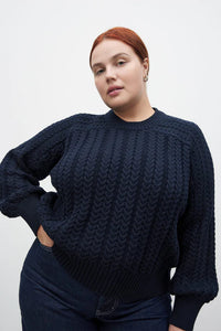 CABLE SWEATER - NAVY