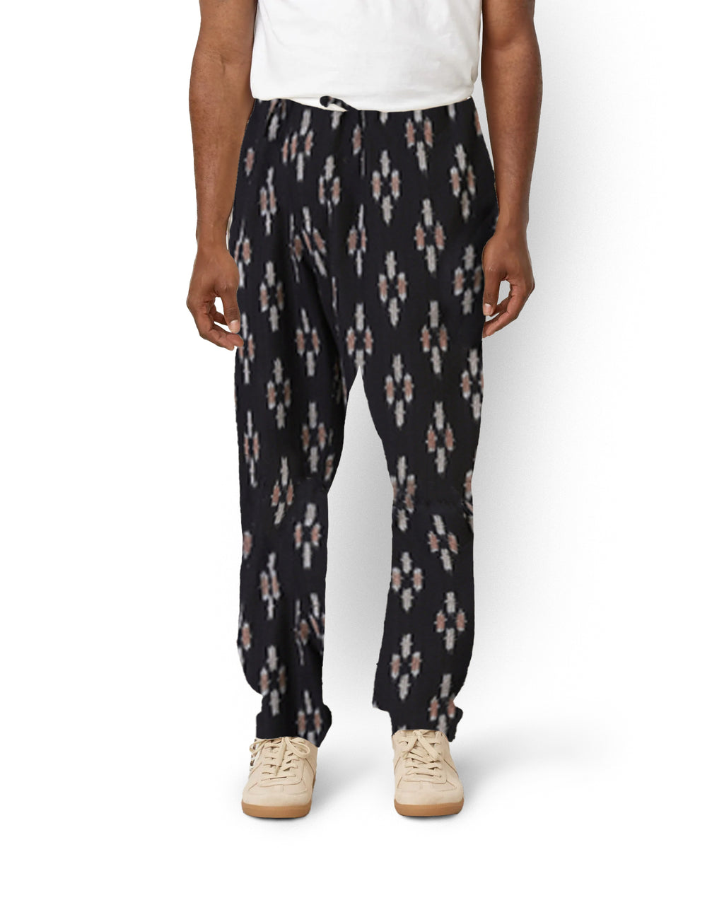 LISBOA HANDLOOM IKAT WEAVE DRAWSTRING PANTS - BLACK IKAT