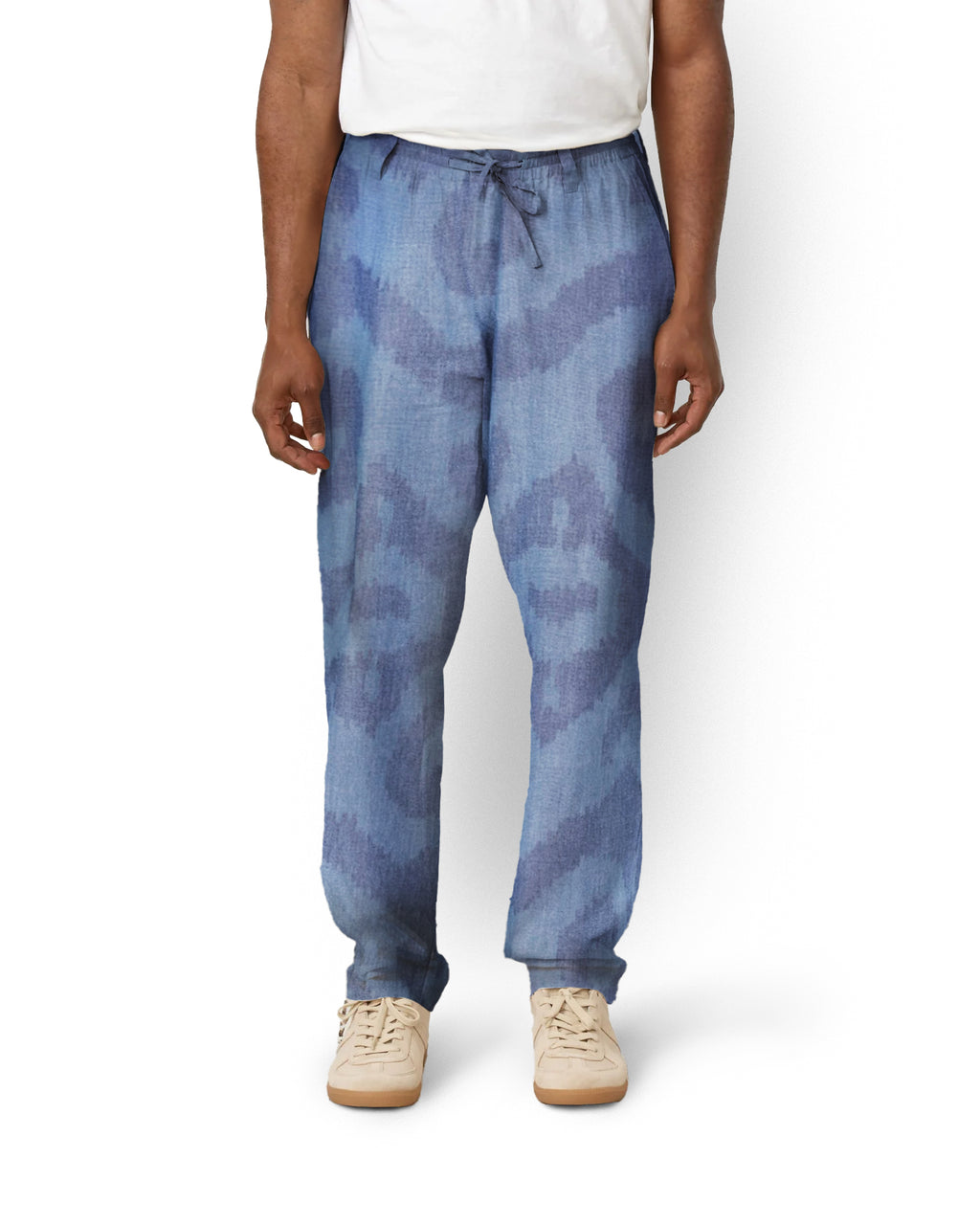 LISBOA HANDLOOM IKAT WEAVE DRAWSTRING PANTS - BLUE IKAT