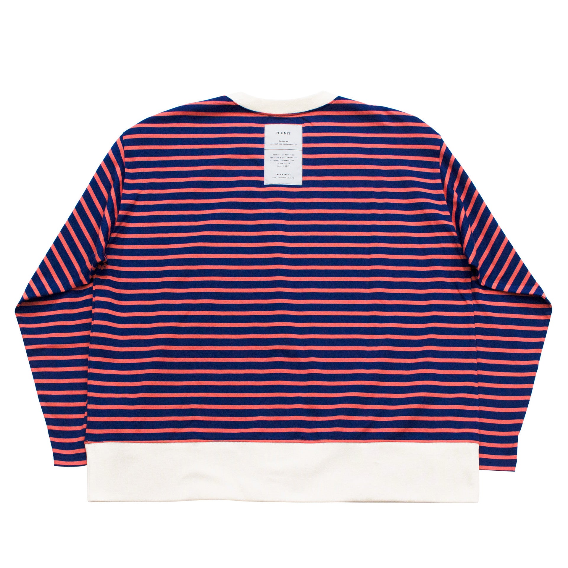 BORDER JERSEY STITCH LONG SLEEVE TEE SHIRT - BLUE / PINK