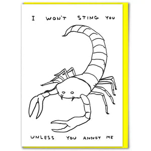 I WON'T STING YOU - CARD BY DAVID SHRIGLEY