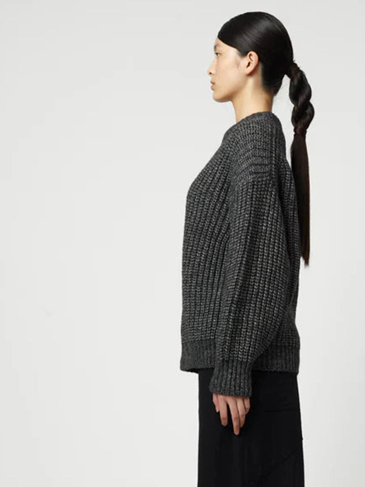 ALPACA RIB SWEATER - CHARCOAL