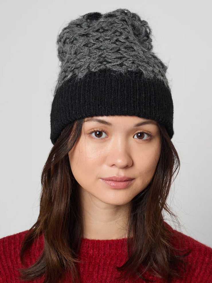 MOROCCAN TILE BEANIE - BLACK WITH CHARCOAL