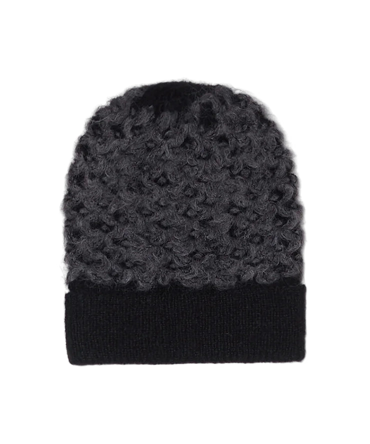 MOROCCAN TILE BEANIE - BLACK WITH CHARCOAL
