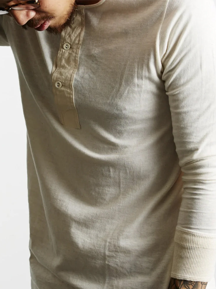 102 MEN'S LOOPWHEELED HENLEY, 5,5OZ, CLASSIC FIT - NATURAL