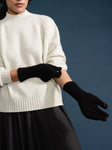 CASHMERE RIBBED GLOVES - BLACK