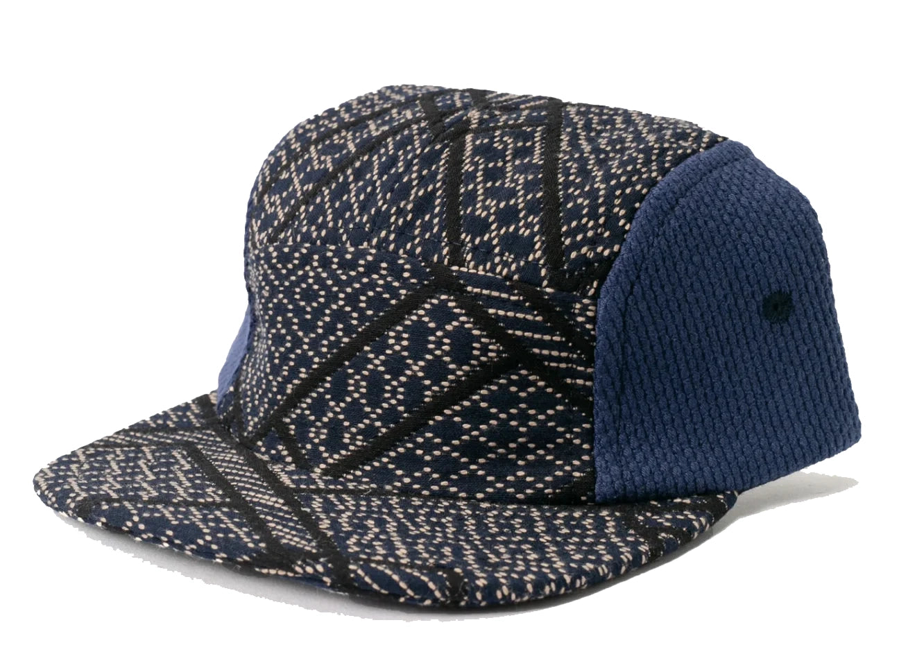 5 PANEL TWO TONE CAP - INDIGO AND BLACK SASHIKO HISHI X SASHI-ORI