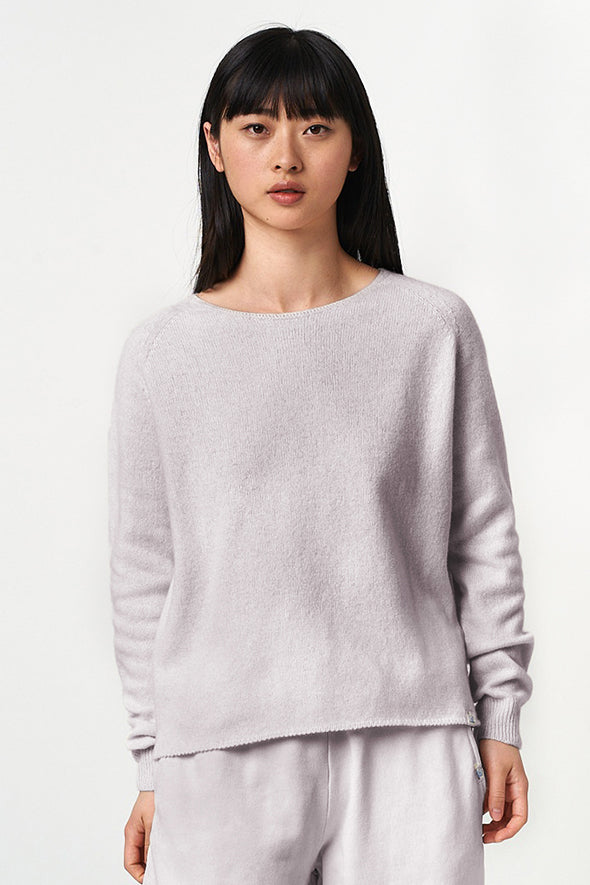 WOMEN'S CREW NECK PULLOVER, RELAXED FIT - GREY MELANGE