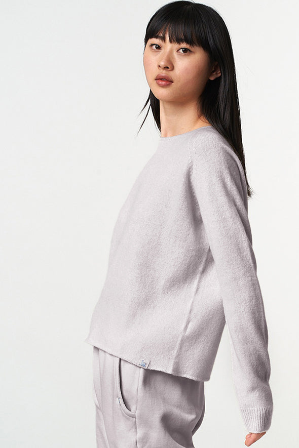 WOMEN'S CREW NECK PULLOVER, RELAXED FIT - GREY MELANGE