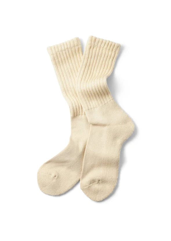 LOOSE PILE CREW SOCKS - RAW BEIGE