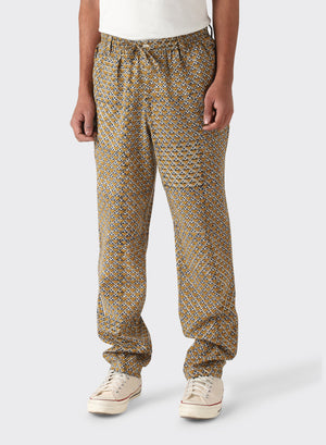 LISBOA HANDLOOM IKAT WEAVE DRAWSTRING PANTS - GOLD