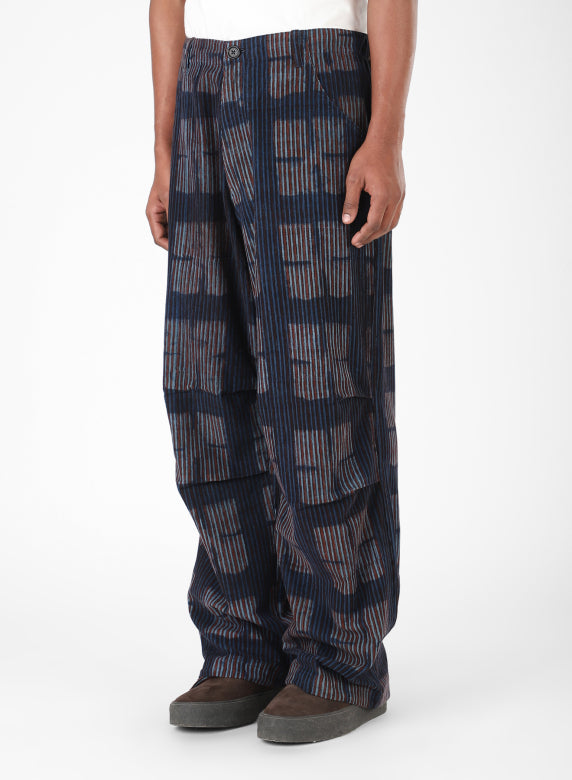ABEER BLOCK PRINT DRAWSTRING SNOW PANTS - NAVY
