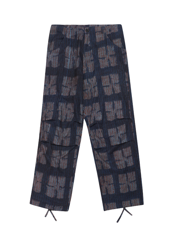 ABEER BLOCK PRINT DRAWSTRING SNOW PANTS - NAVY