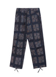 ABEER BLOCK PRINT DRAWSTRING SNOW PANTS - NAVY