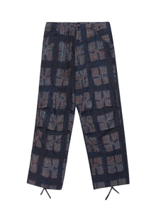 ABEER BLOCK PRINT DRAWSTRING SNOW PANTS - NAVY