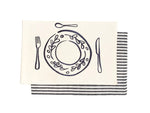 REVERSIBLE PLACEMATS  - NAVY STRIPE / EMBROIDERED PLACE SETTING - SET OF 4