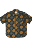 RONEN OVERSIZE CAMP COLLAR SHORT SLEEVE SHIRT - TEAL / GOLD / BLACK