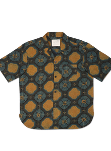 RONEN OVERSIZE CAMP COLLAR SHORT SLEEVE SHIRT - TEAL / GOLD / BLACK