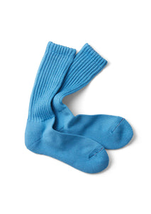 LOOSE PILE CREW SOCKS - MEDIUM BLUE