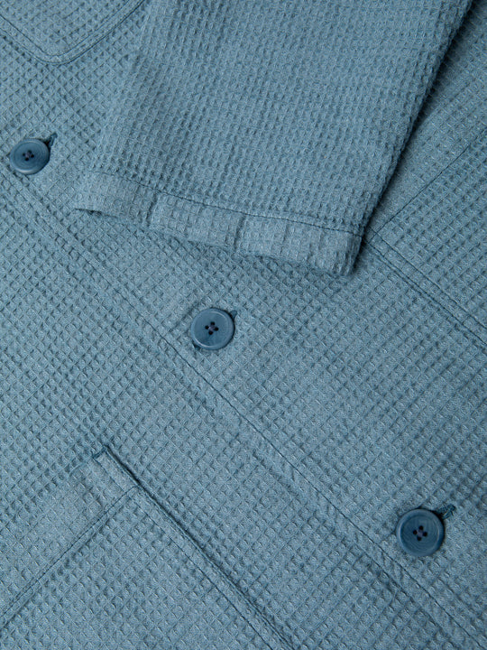 ORMISTON LINEN WAFFLE JACKET - DENIM BLUE