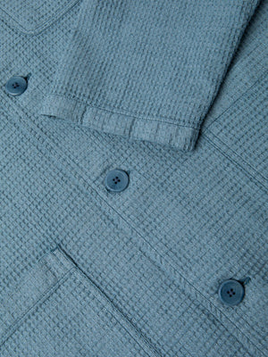 ORMISTON LINEN WAFFLE JACKET - DENIM BLUE