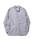 BANDED COLLAR SHIRT - NAVY STRIPE