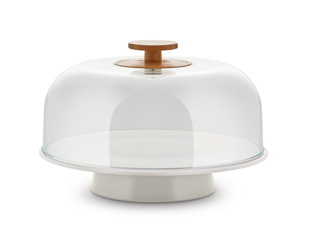 MATTINA CAKE STAND WITH LID - WARM GREY