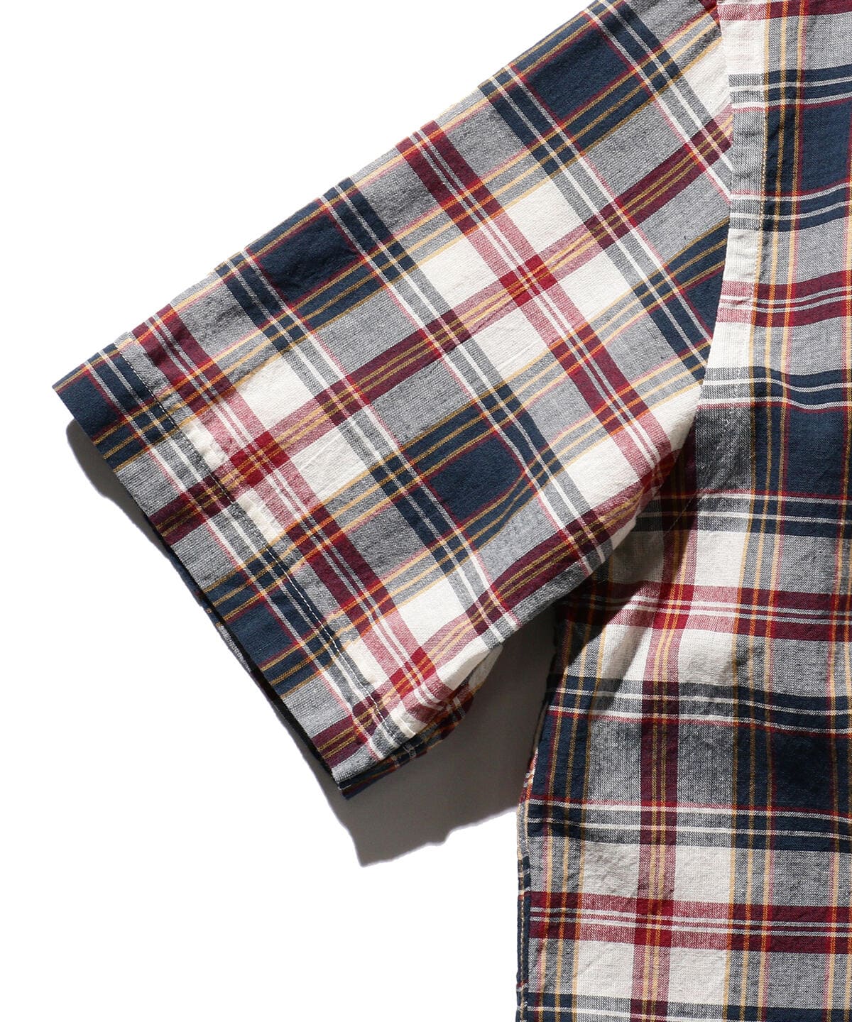 BEAMS PLUS BD SHORT SLEEVE MADRAS CHECK PULLOVER OXFORD - NAVY