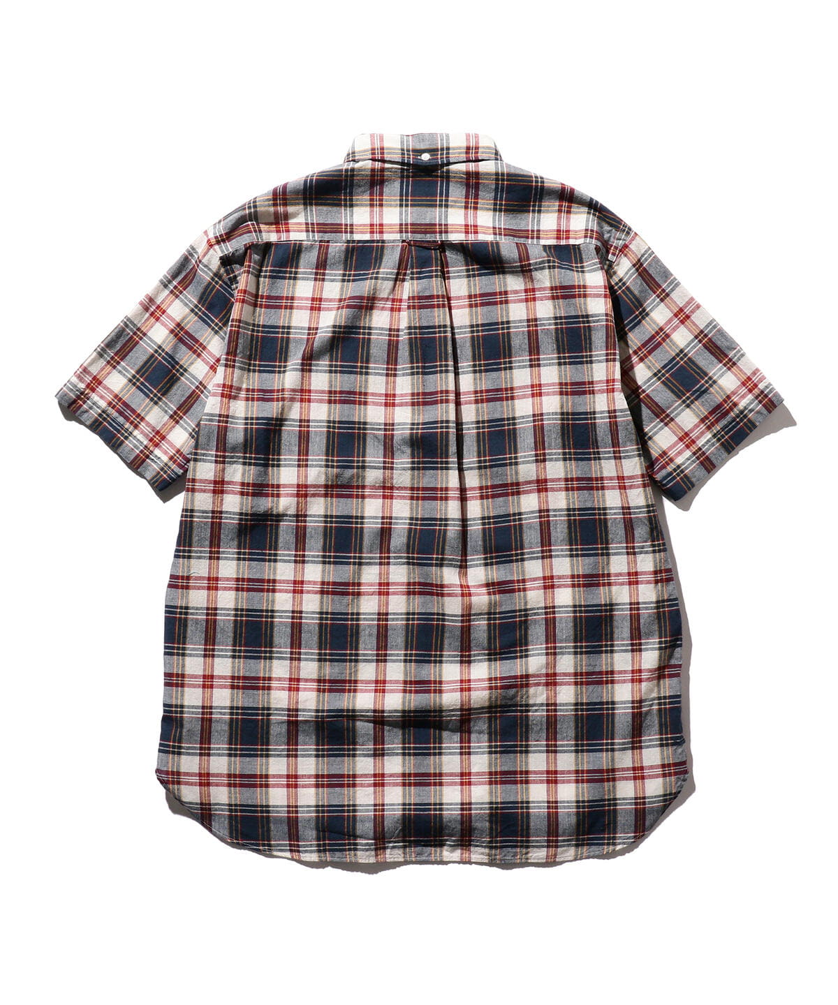 BEAMS PLUS BD SHORT SLEEVE MADRAS CHECK PULLOVER OXFORD - NAVY