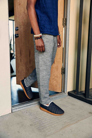 COLONY MOC SLIPPER - KAIHARA DENIM | SHERPA / CREPE RUBBER