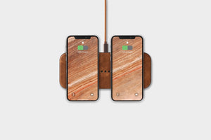 CATCH:2 DUAL WIRELESS LEATHER CHARGER - SADDLE
