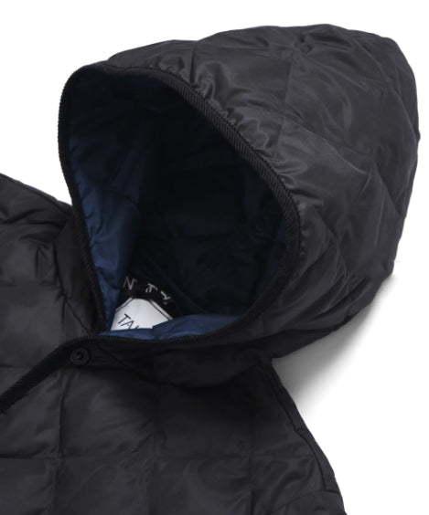 PIPING HOOD LONG DOWN COAT - BLACK