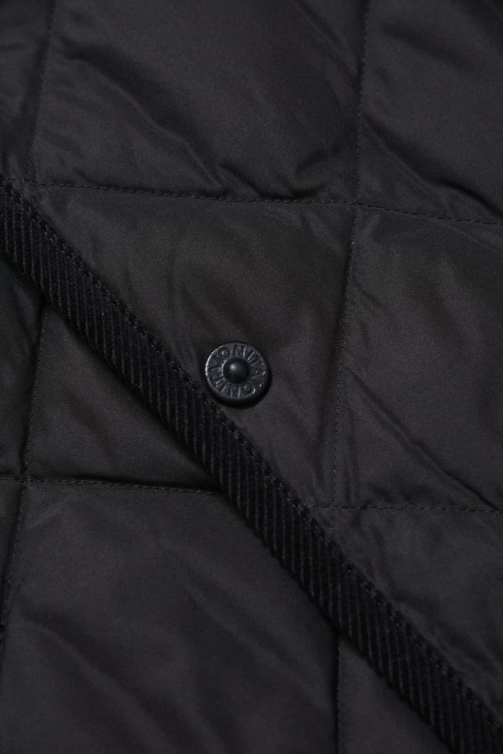 PIPING HOOD LONG DOWN COAT - BLACK