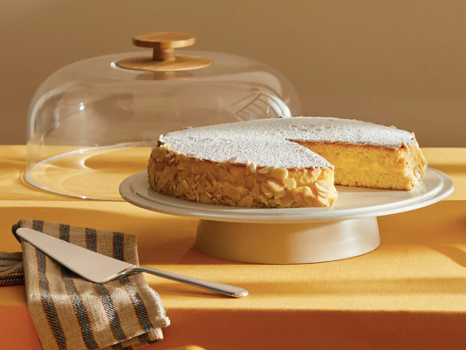 MATTINA CAKE STAND WITH LID - WARM GREY