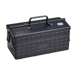 STEEL TOOLBOX WITH CANTILEVER LID & UPPER STORAGE TRAYS - BLACK
