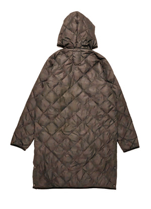PIPING HOOD LONG DOWN COAT - DH BROWN