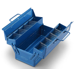 STEEL TOOLBOX WITH CANTILEVER LID & UPPER STORAGE TRAYS - SILVER
