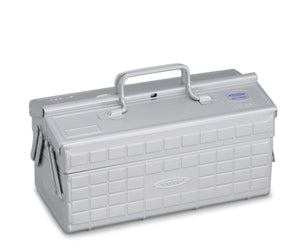 STEEL TOOLBOX WITH CANTILEVER LID & UPPER STORAGE TRAYS - SILVER